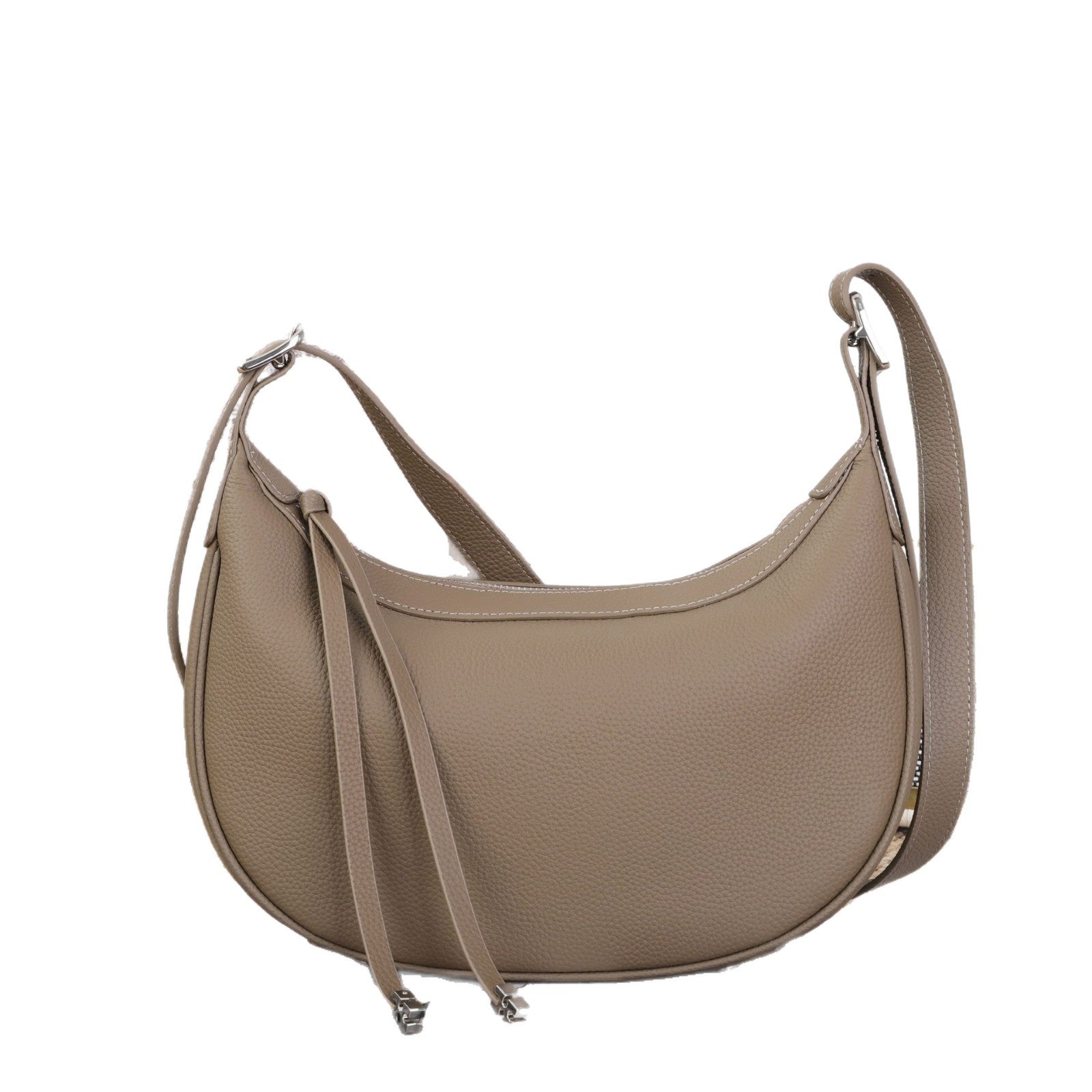 Cross-border Fashion Minimalist Top-grain Leather Dumpling Bag, Women's Bag, Light Luxury Shoulder And Crossbody Half-moon Underarm Bag – product detail alternate view 4