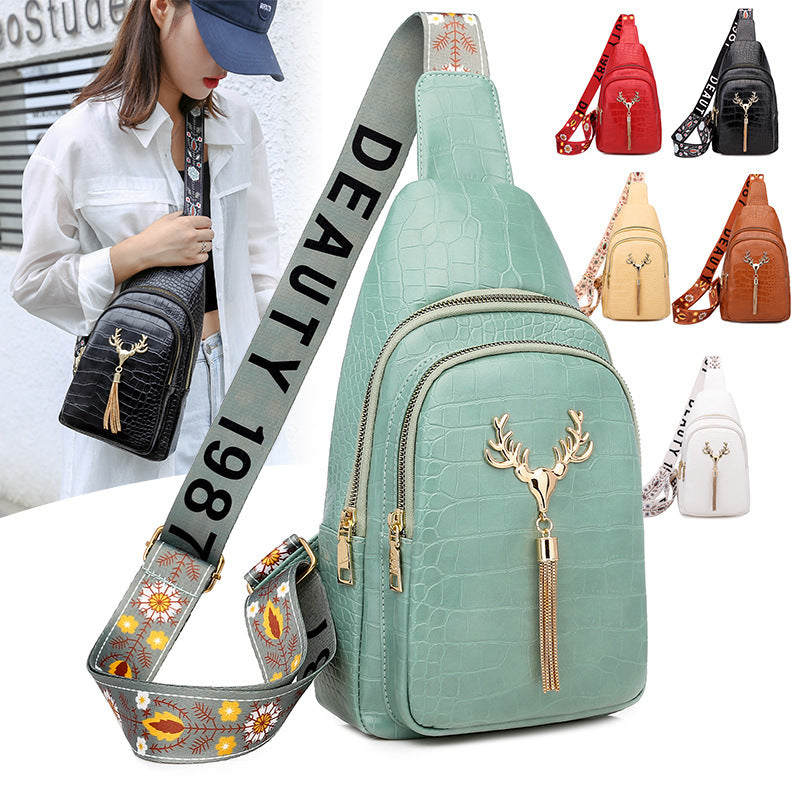 Sarah Express Deer Tassel Patterned Crossbody Chest Bag