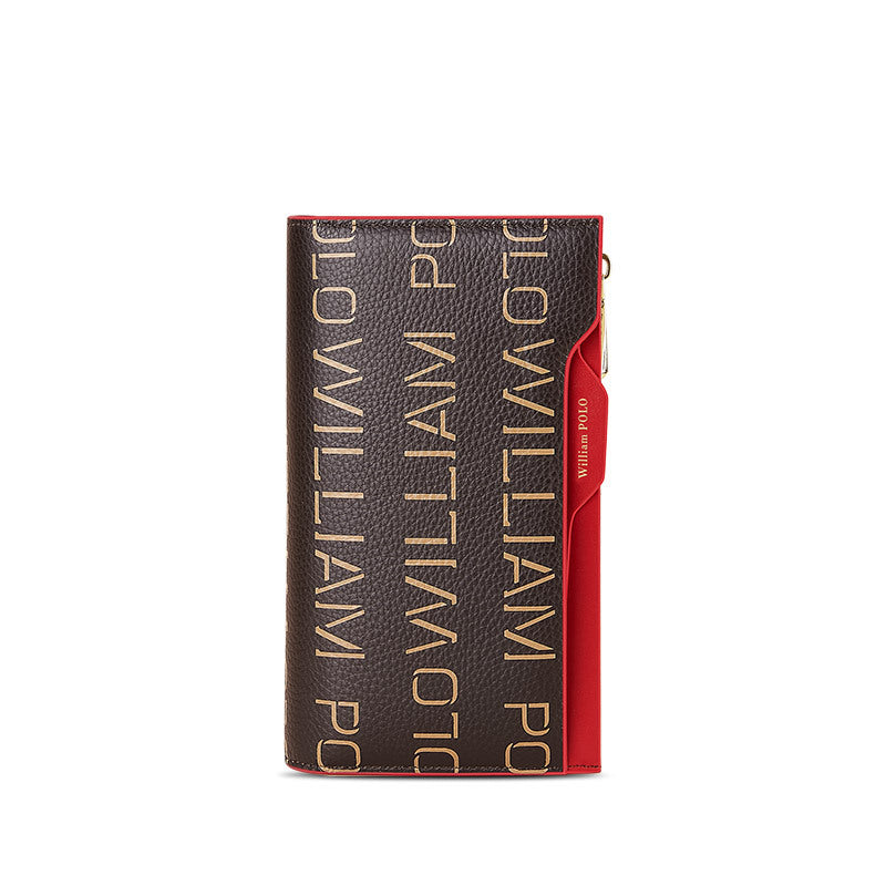 Sarah Express Contrast Letter Print Leather Wallet Red