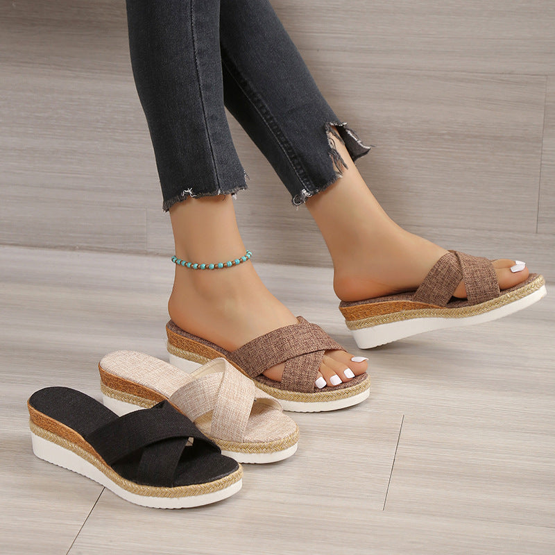 Sarah Express Women's Hemp Platform Wedge Sandals