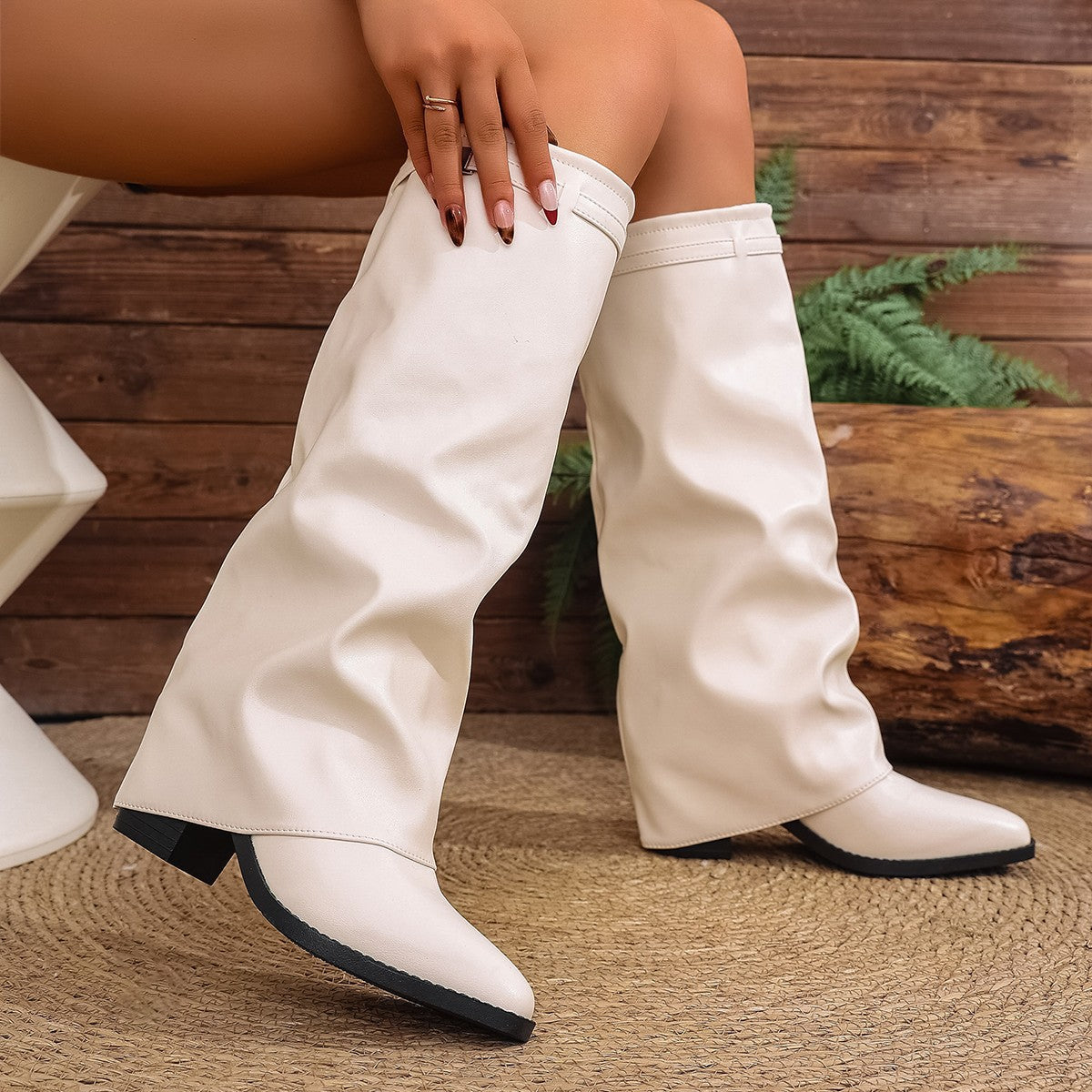 Sarah Express Chunky Heel Over-the-Knee British Style Boots
