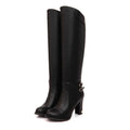 Sarah Express Chunky Heel Over-the-Knee Boots Black With Plush