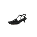 Sarah Express Washed Lambskin T-Strap Cage Sandals Black