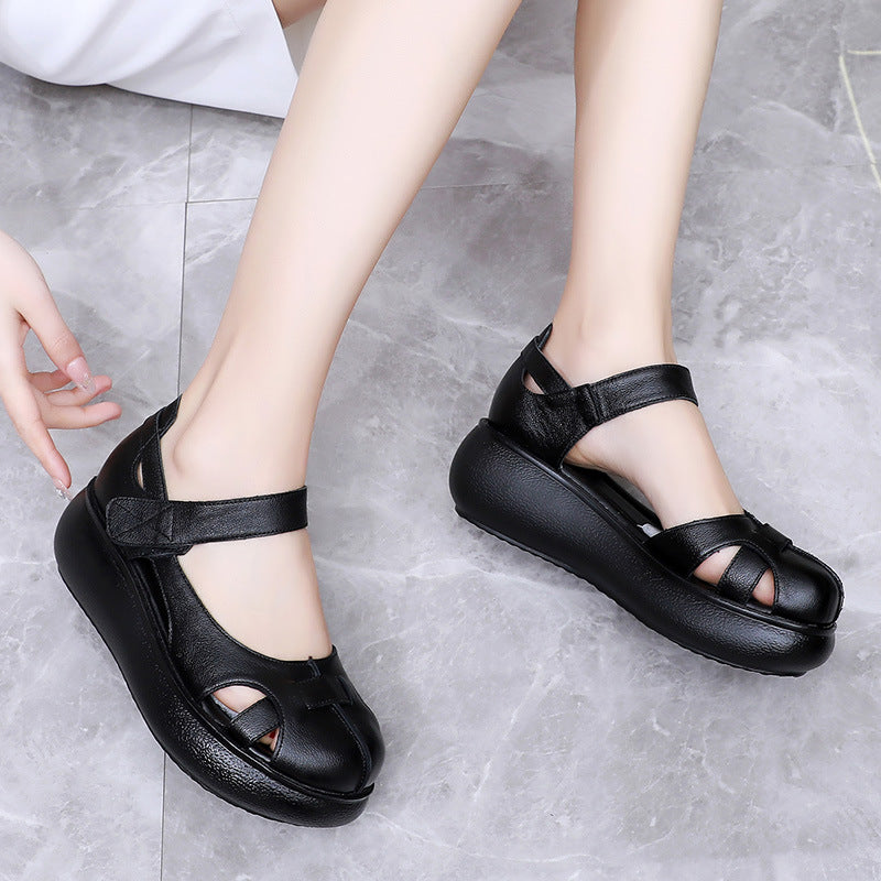 Sarah Express Genuine Leather Closed-Toe Roman Sandals