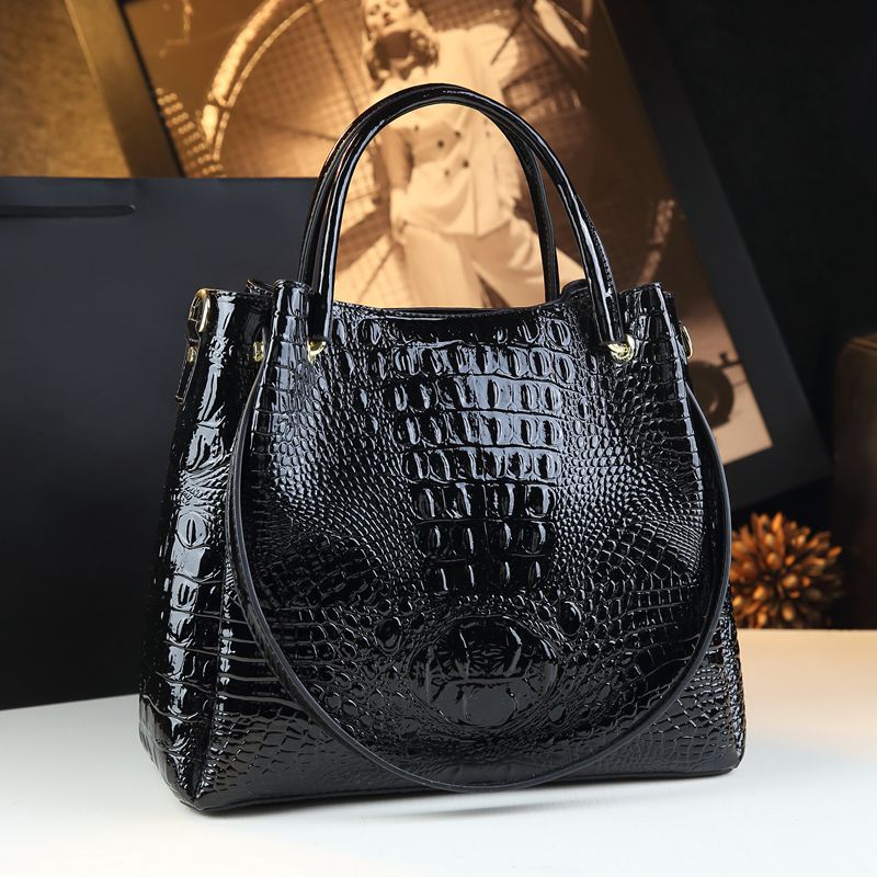 Sarah Express Crocodile-Print Textured PU Leather Shoulder Bag