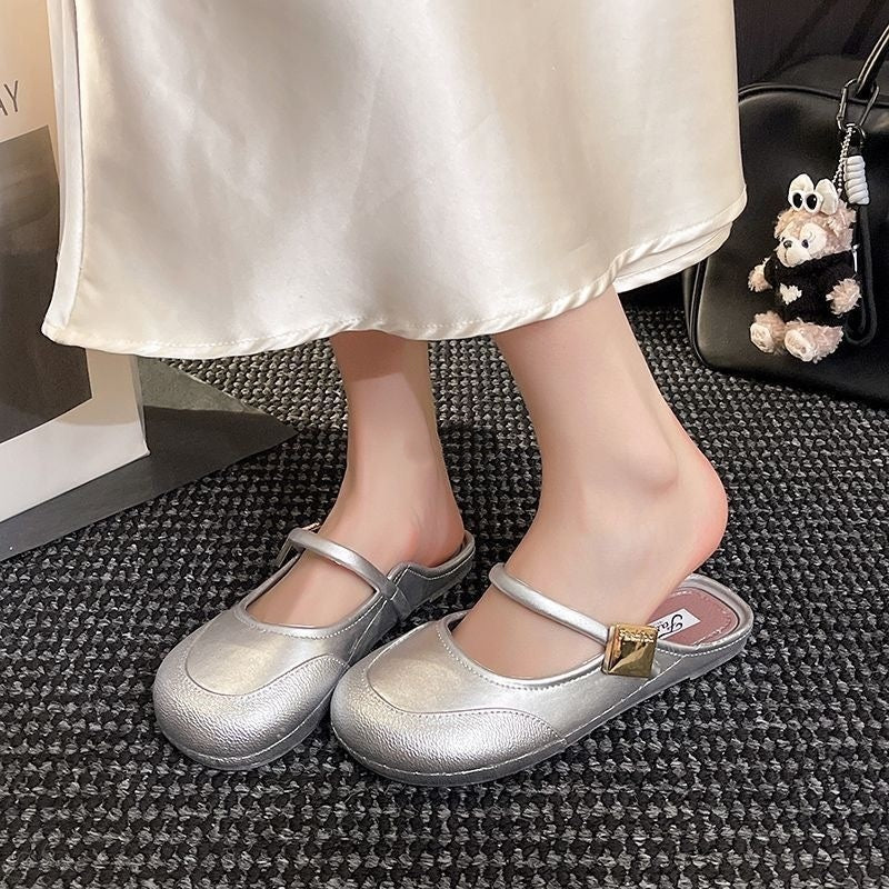 Sarah Express Elegant PVC Semi-Slipper Mule Flats
