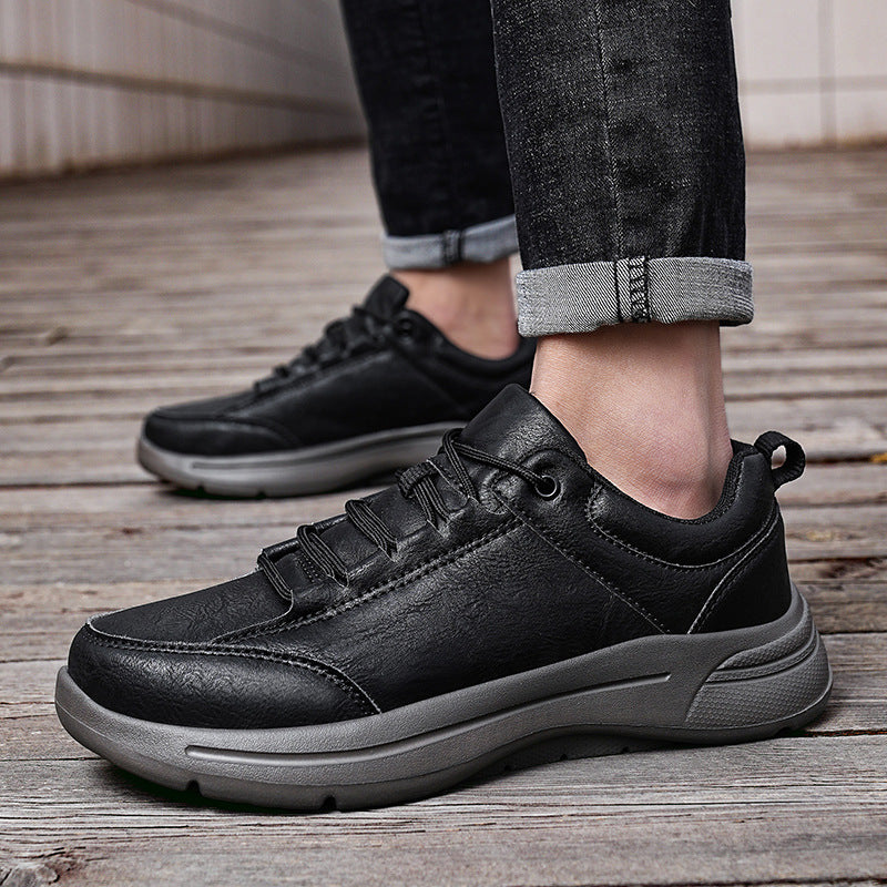 Sarah Express Men's British-Style Microfiber Leather Low-Top Sneakers
