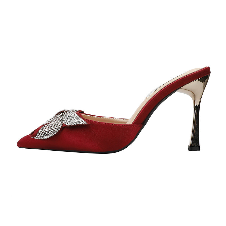 Sarah Express Pointed Toe Bow Embellished Stiletto Sandals