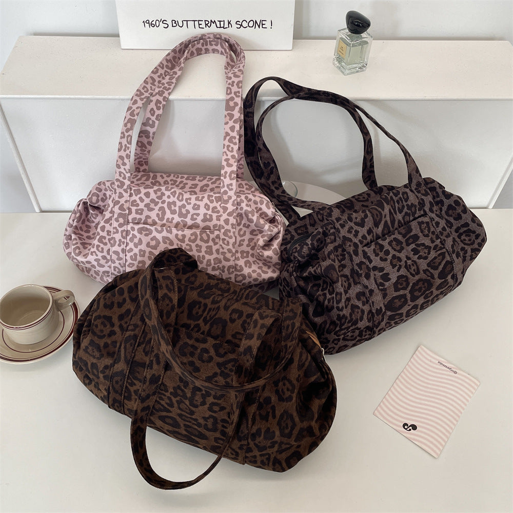 Sarah Express Leopard Print Soft Suede Tote Bag