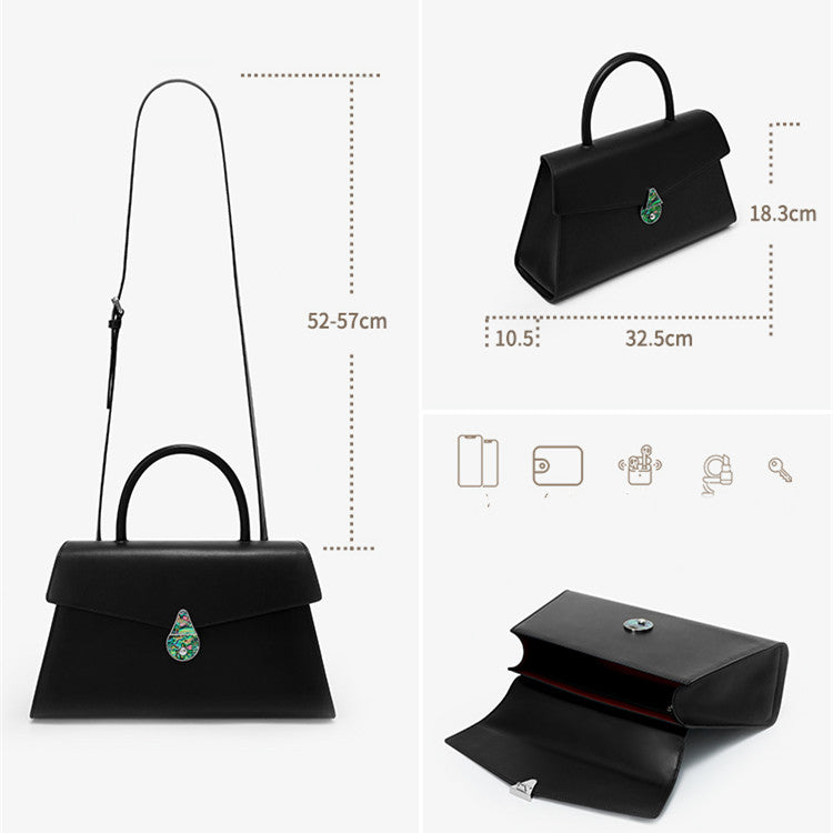 Sarah Express Structured Leather Messenger Bag Flap Latch