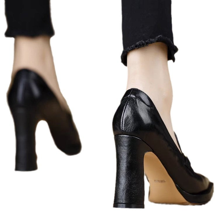 Sarah Express Retro Chunky Heel Pointed Toe Pumps