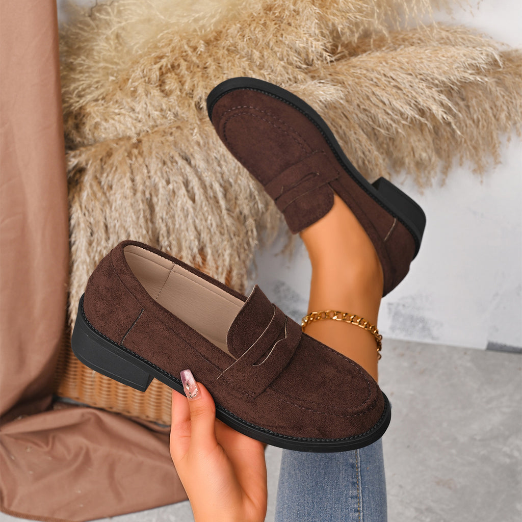 Sarah Express Women's Vintage British Style Suede Loafers