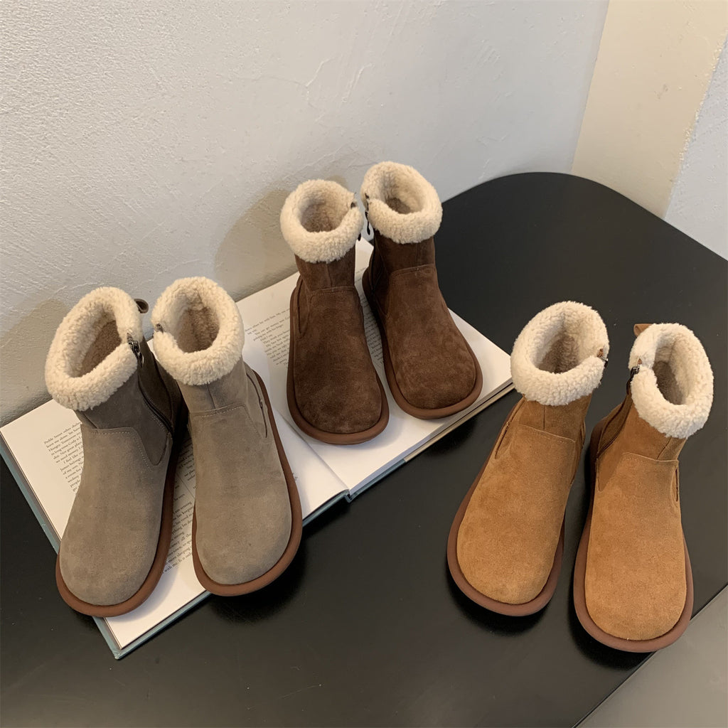 Sarah Express Women's Retro Furry Ankle Boots