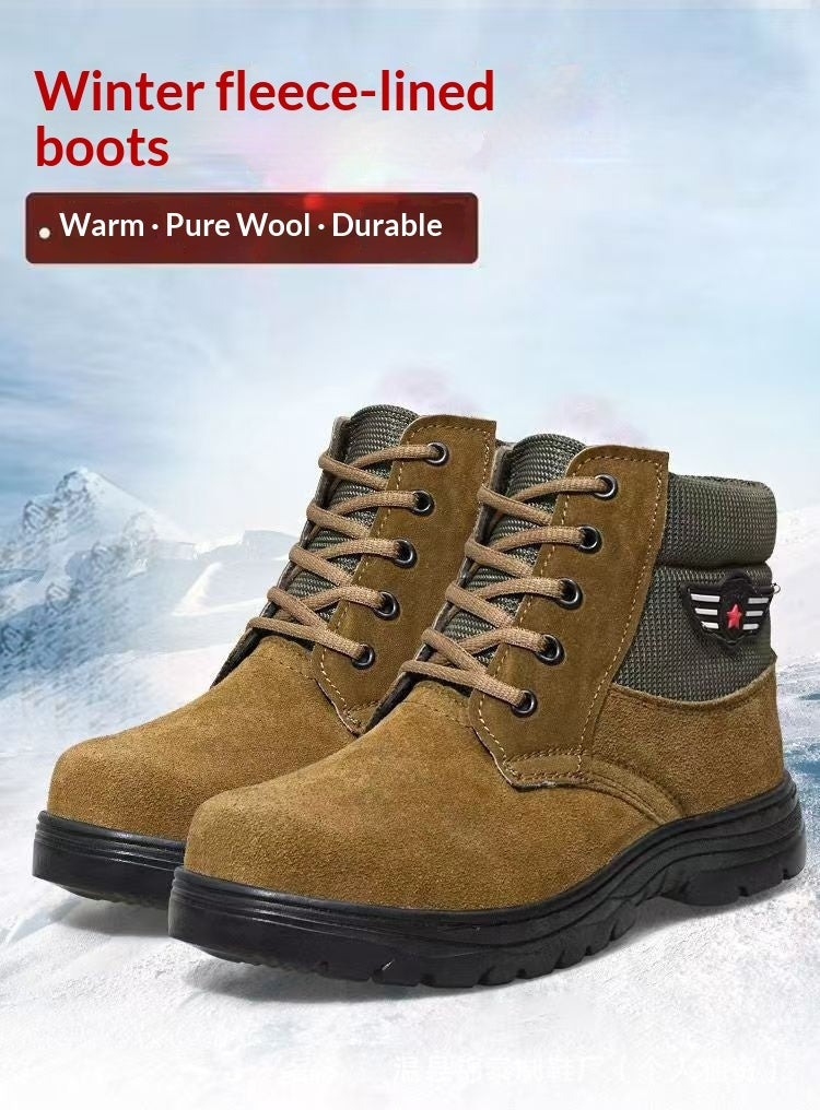 Sarah Express Men's Sheepskin-Lined Leather Winter Boots Brown
