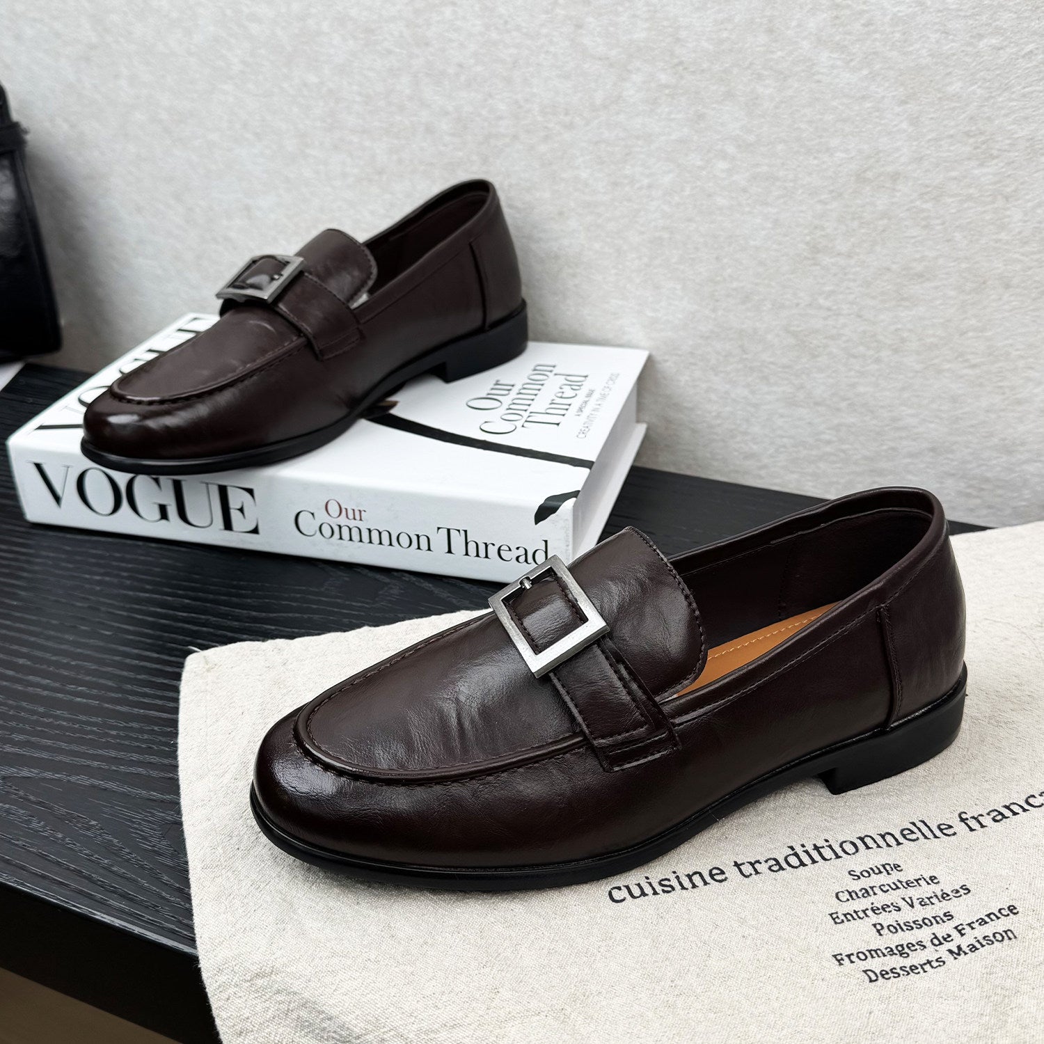 Sarah Express Round-Toe Metal Buckle Slip-On Flats