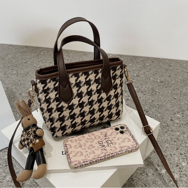 Sarah Express Houndstooth Structured Shoulder Messenger Bag