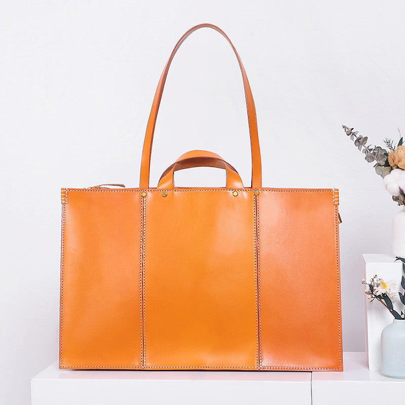 Sarah Express Retro Large Capacity Leather Tote Bag 8751Brown