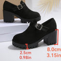 Sarah Express Chunky Suede Block Heel Pumps Black
