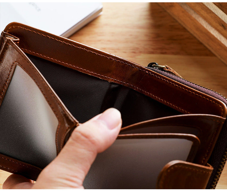 Sarah Express Men's First Layer Leather Short Wallet