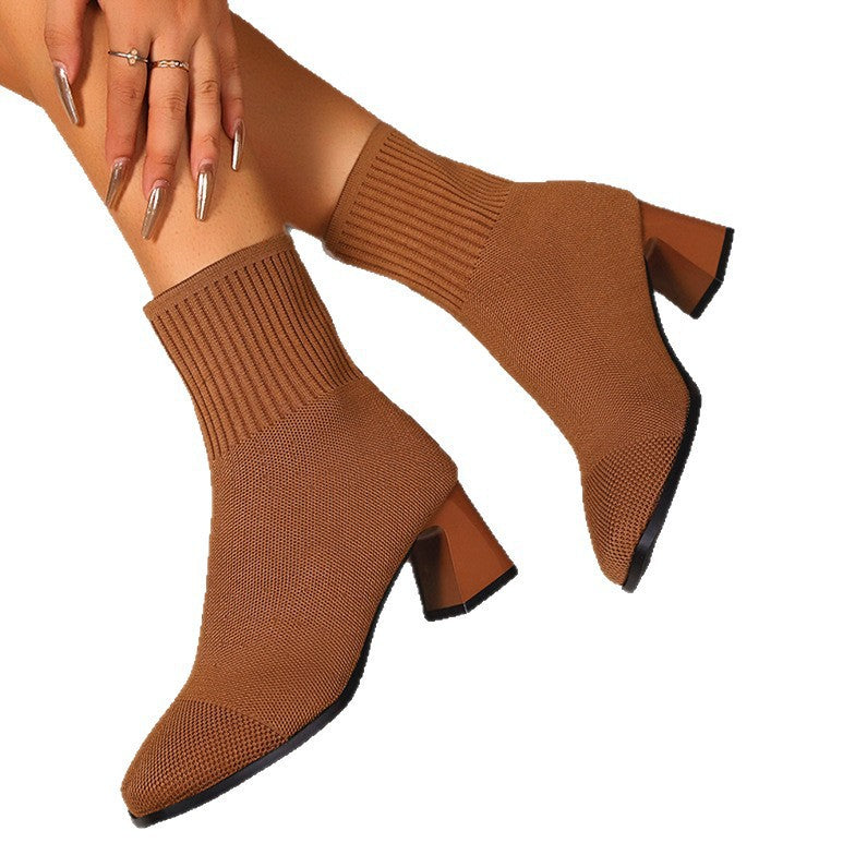 Sarah Express Knitted Ankle Sock Boots Slip-On