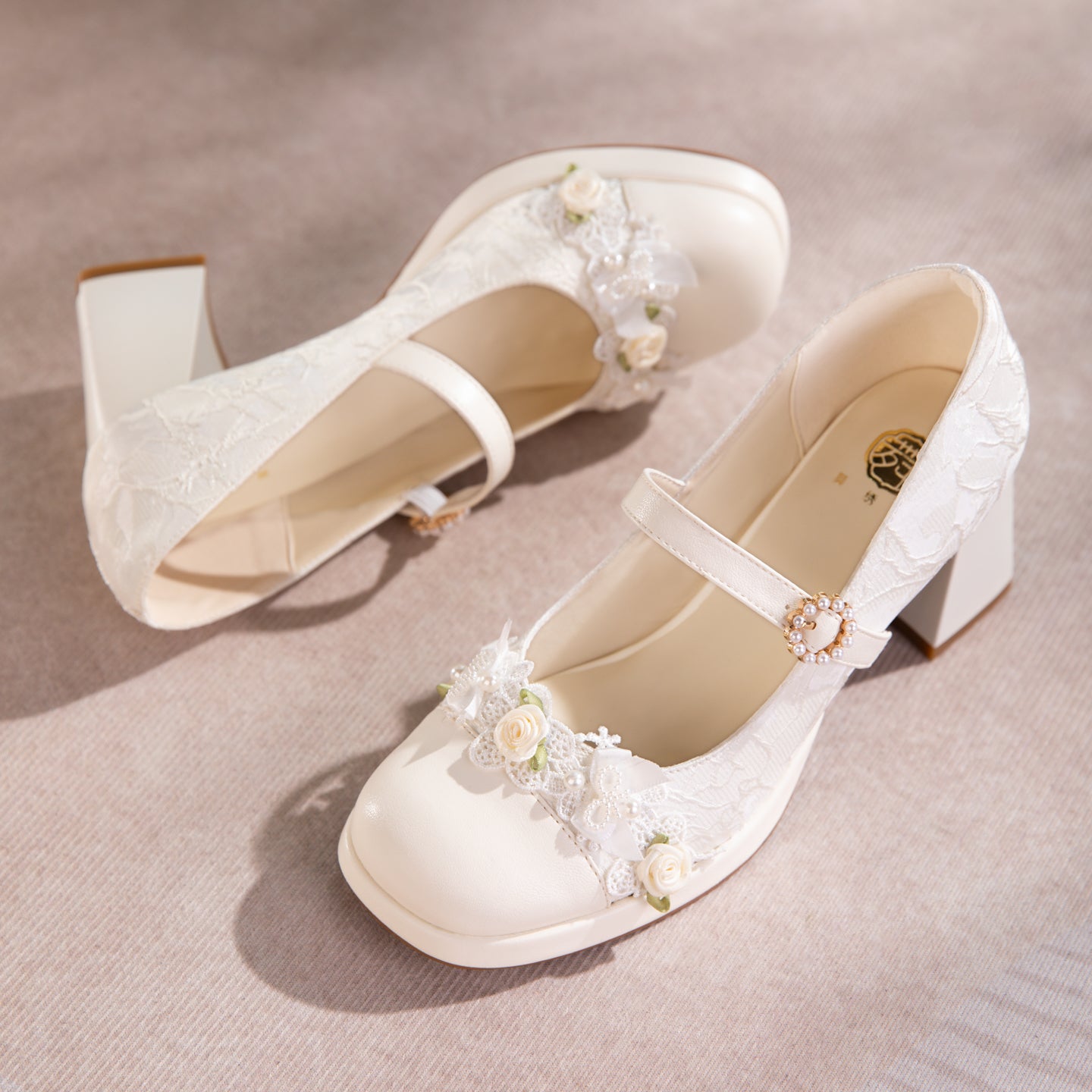 Sarah Express Lace Mary Jane Platform Bridal Heels White