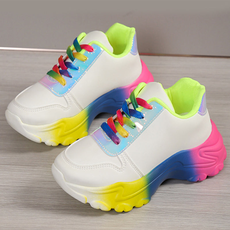Sarah Express Rainbow Gradient Lace-Up Women's Sneakers