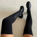 Sarah Express Over-the-Knee Elastic Platform Boots Black