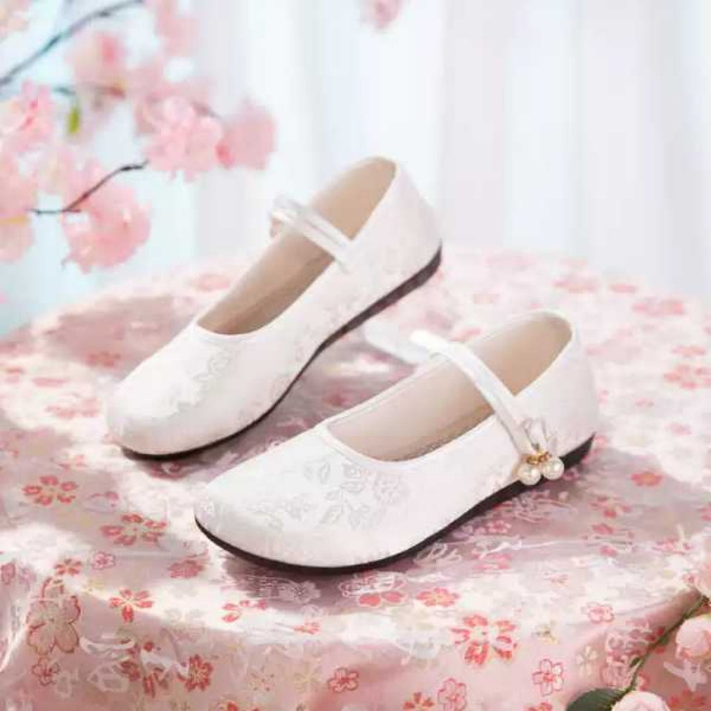 Sarah Express Jacquard Satin Mary Jane Flats