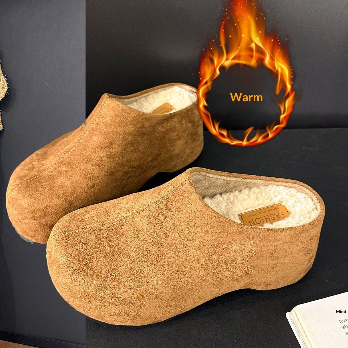 Sarah Express Suede Platform Mule Slippers