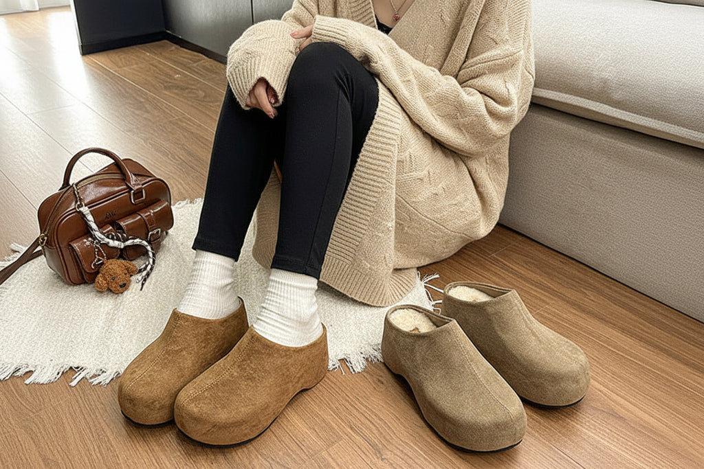 Sarah Express Suede Platform Mule Slippers