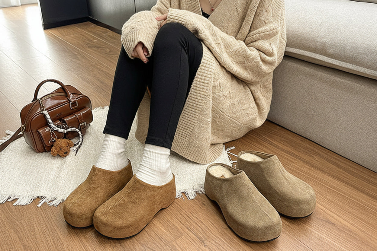 Sarah Express Suede Platform Mule Slippers