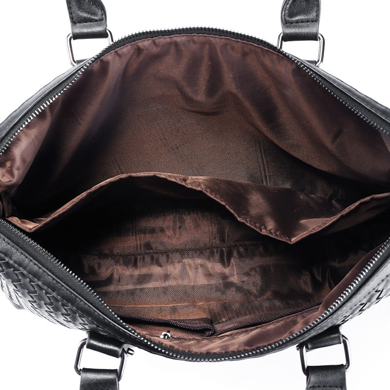 Sarah Express Woven Leather Business Laptop Briefcase