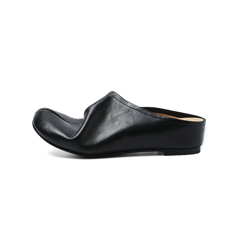 Sarah Express Women's Tabi Split-Toe Leather Mules Black