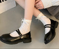 Sarah Express Retro Square Toe Chunky Heel Shoes Black