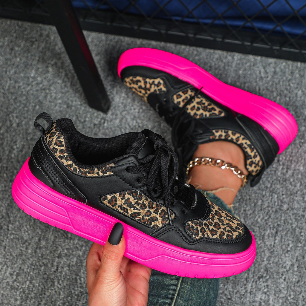 Sarah Express Casual Leopard Print Platform Sneakers