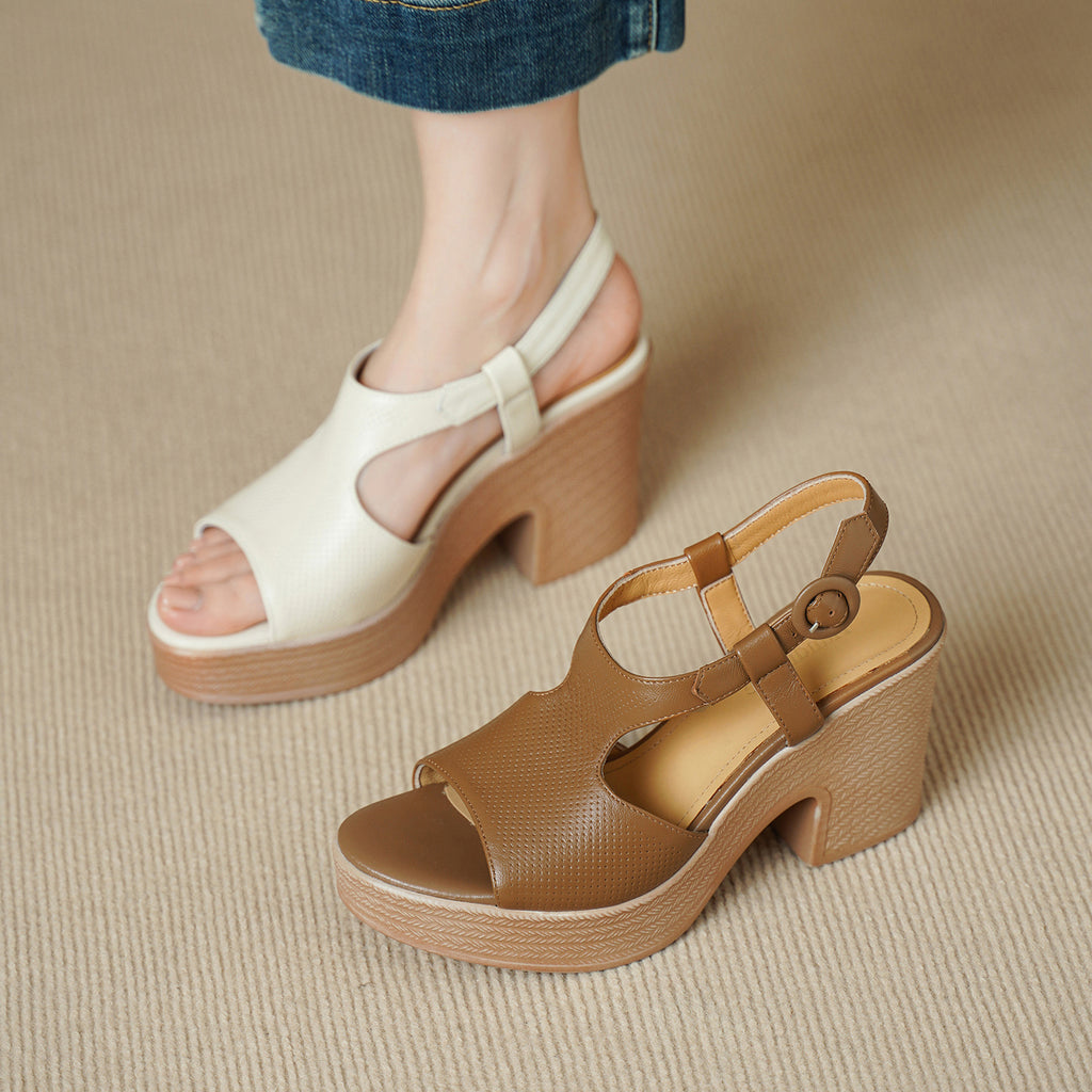 Perforated Lambskin Chunky Platform Slingback Sandals – sole profile alternate view 11
