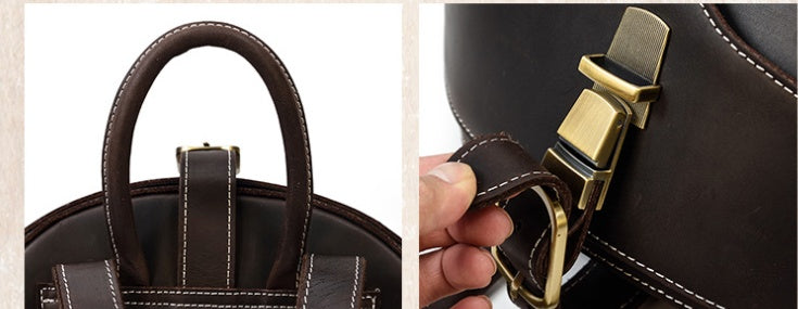 Sarah Express Vintage Leather Beetle Shell Backpack