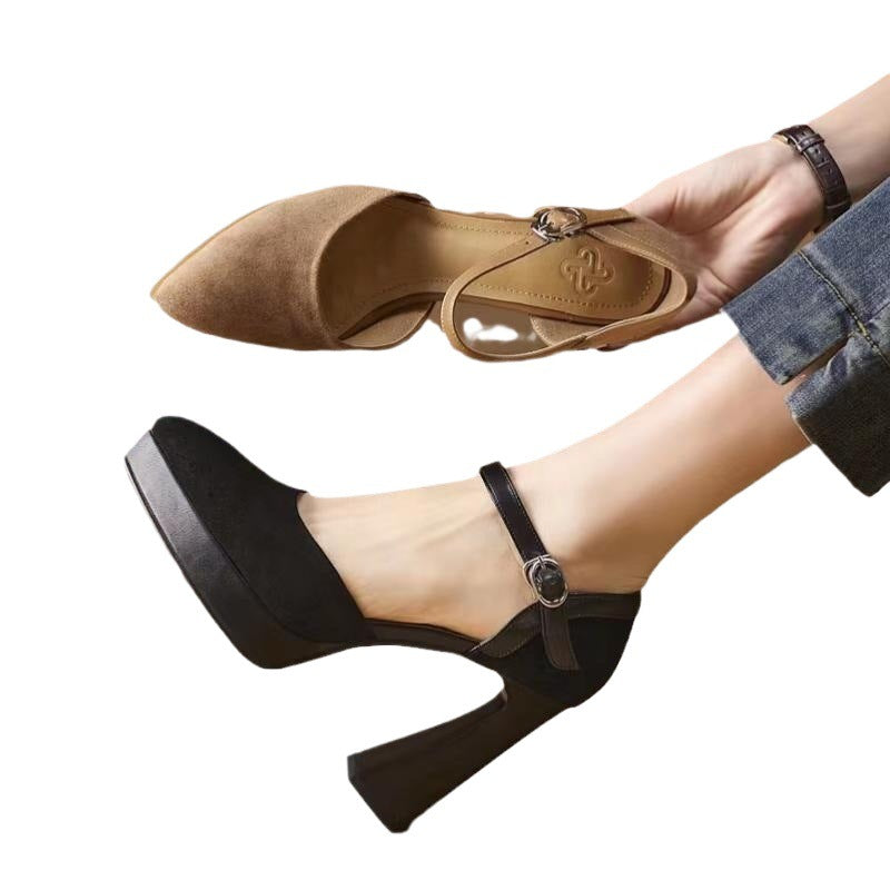 Sarah Express Pointed-Toe Chunky Block Heel Sandals