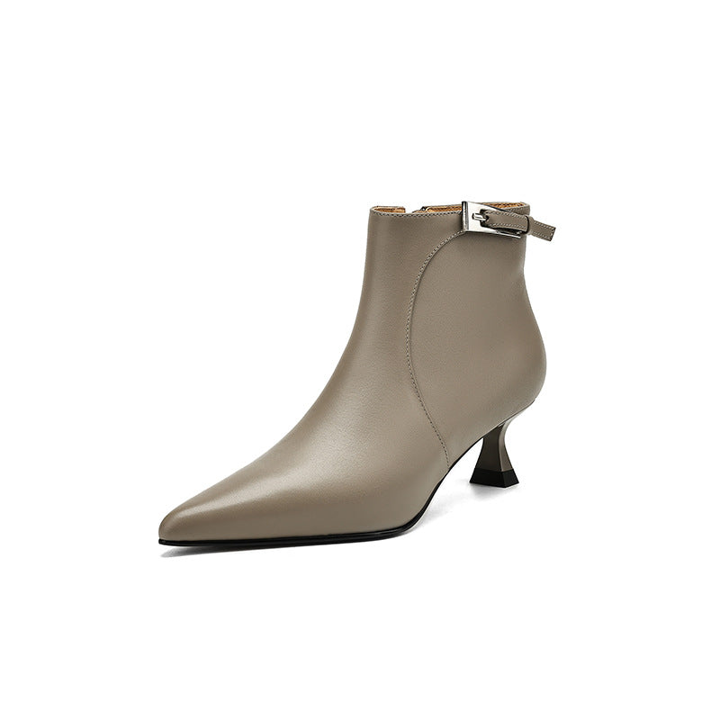 Sarah Express Pointed-Toe Stiletto Ankle Boots with Buckle