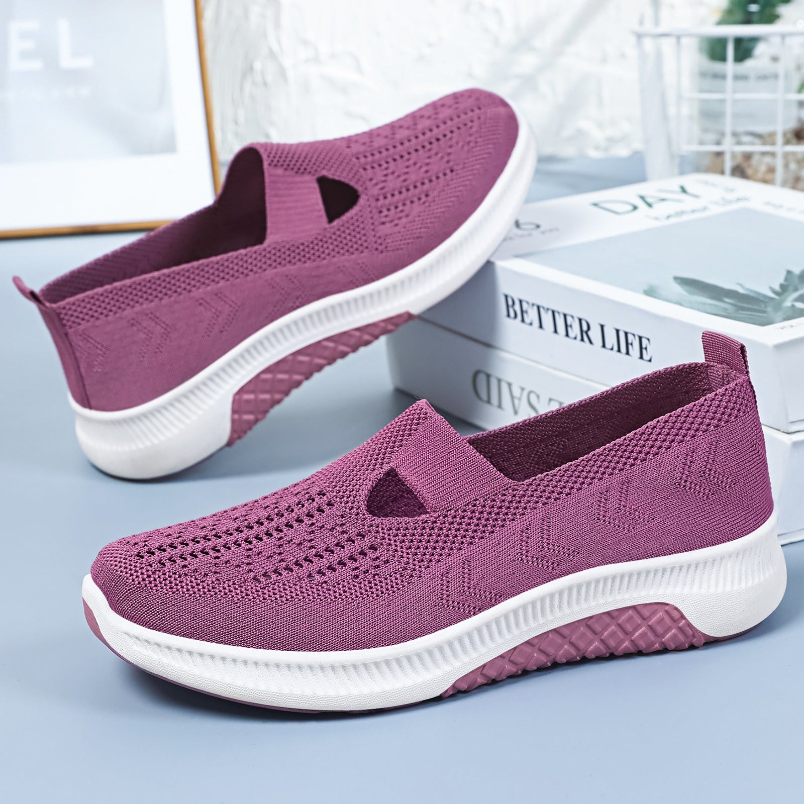 Flyknit Slip-On Casual Flat Sneakers – product detail