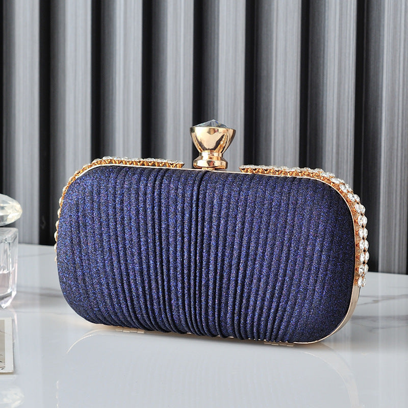 Sarah Express Glitter Oval Evening Clutch Handbag Dark Purple