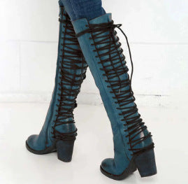 Sarah Express Over-the-Knee Lace-Up Chunky Heel Boots