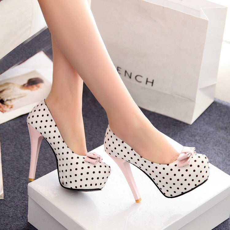 Sarah Express Polka Dot Bow Stiletto High Heels