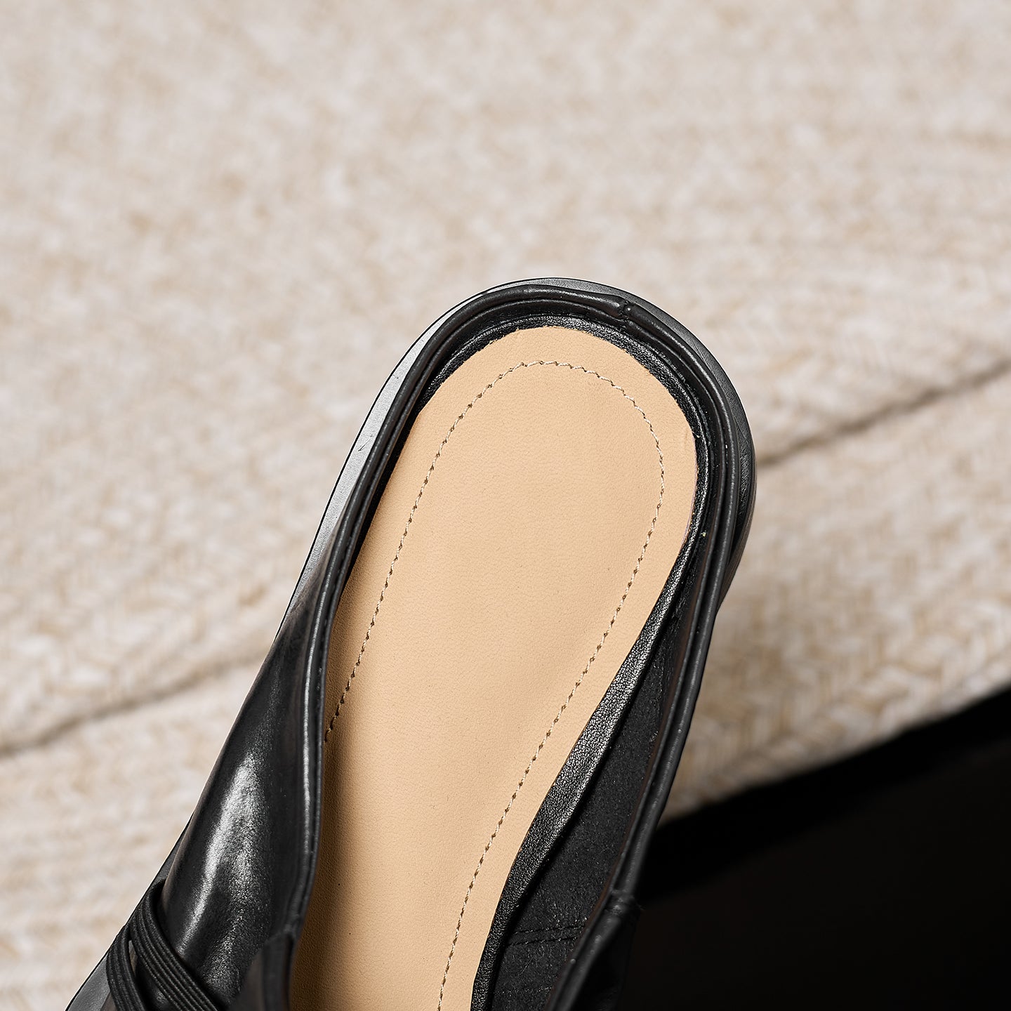Sarah Express Full-Grain Calfskin Square Toe Mule Slides