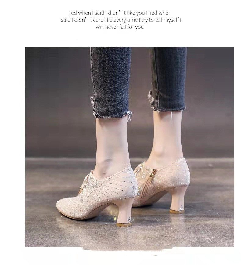 Sarah Express Rhinestone Bow-knot Pointed-toe Mid-heel Pumps