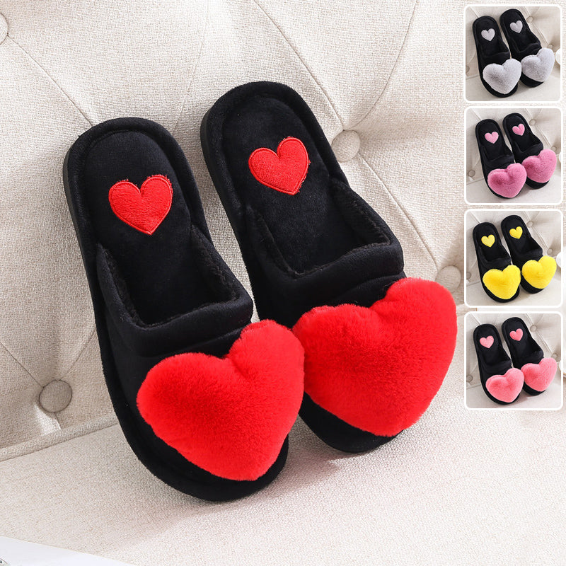 Sarah Express Plush Heart Design Women's Home Slippers