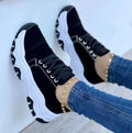 Sarah Express Women's Lace-Up Platform Walking Sneakers Black