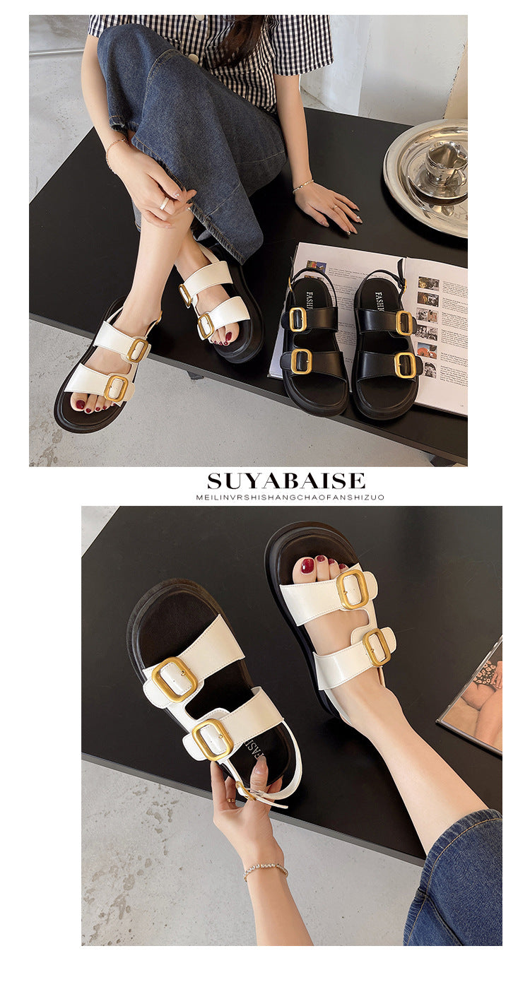 Sarah Express Women's Platform Buckle Casual Sandals