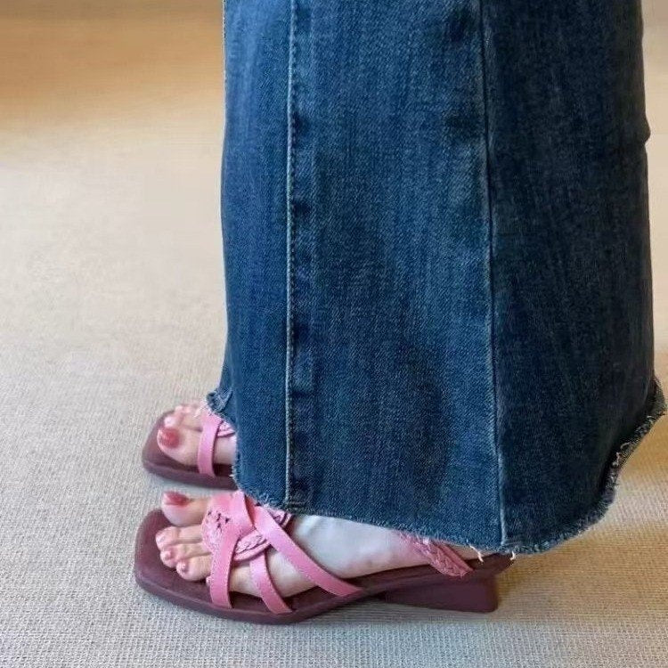 Sarah Express Woven Peep-Toe Roman Sandals