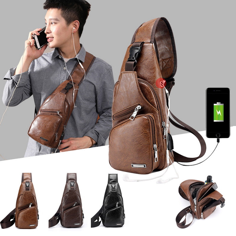 Sarah Express Men's USB Charging Crossbody Chest Bag